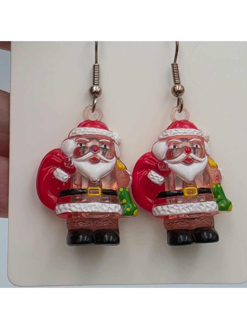 Santa Claus Light-Up Christmas Earrings 1.25"